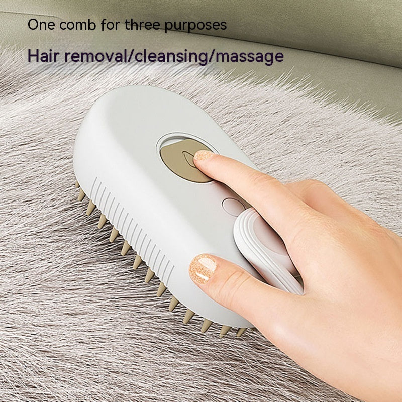 3-in-1 Electric Steamy Pet Brush – Spray, Massage & Hair Removal for Cats & Dogs