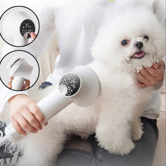 Smart Pet Hair Dryer – Silent 2-in-1 Blow & Comb Grooming Tool for Dogs & Cats